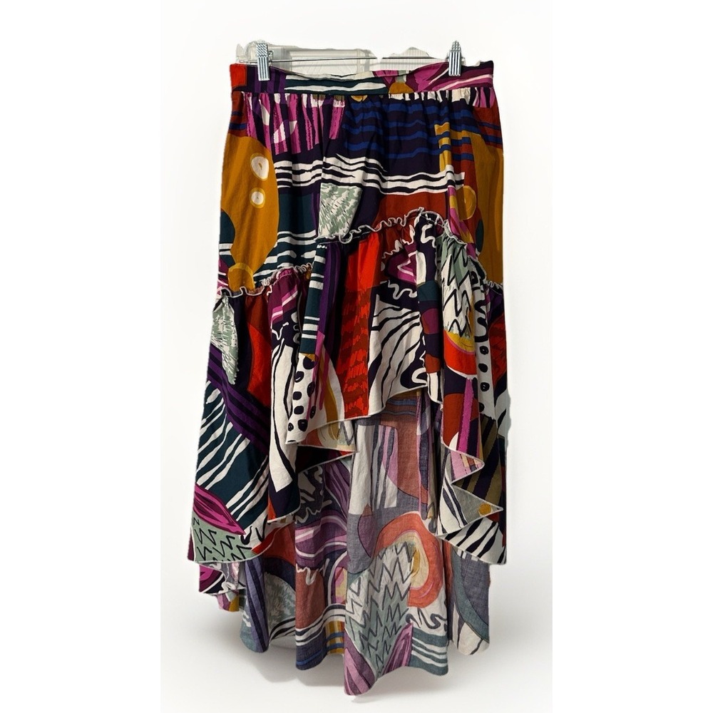 New York Co Gabrielle Union Skirt Med Bright Mult Print High-Low Art To Wear